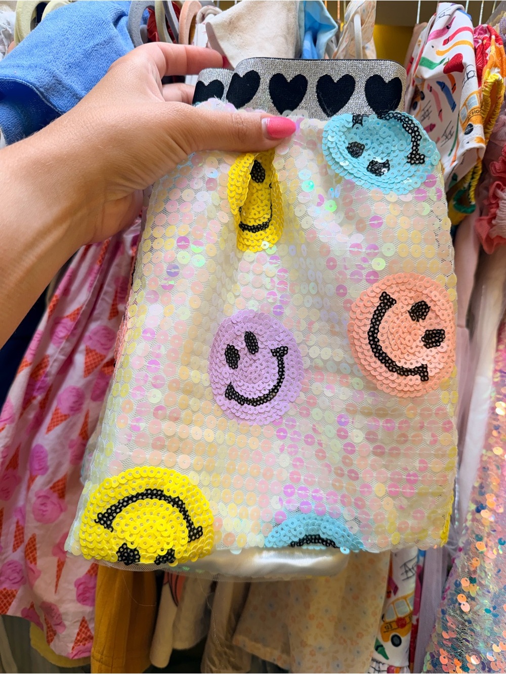 Lola + the Boys Rainbow Emoji Sequin Skirt